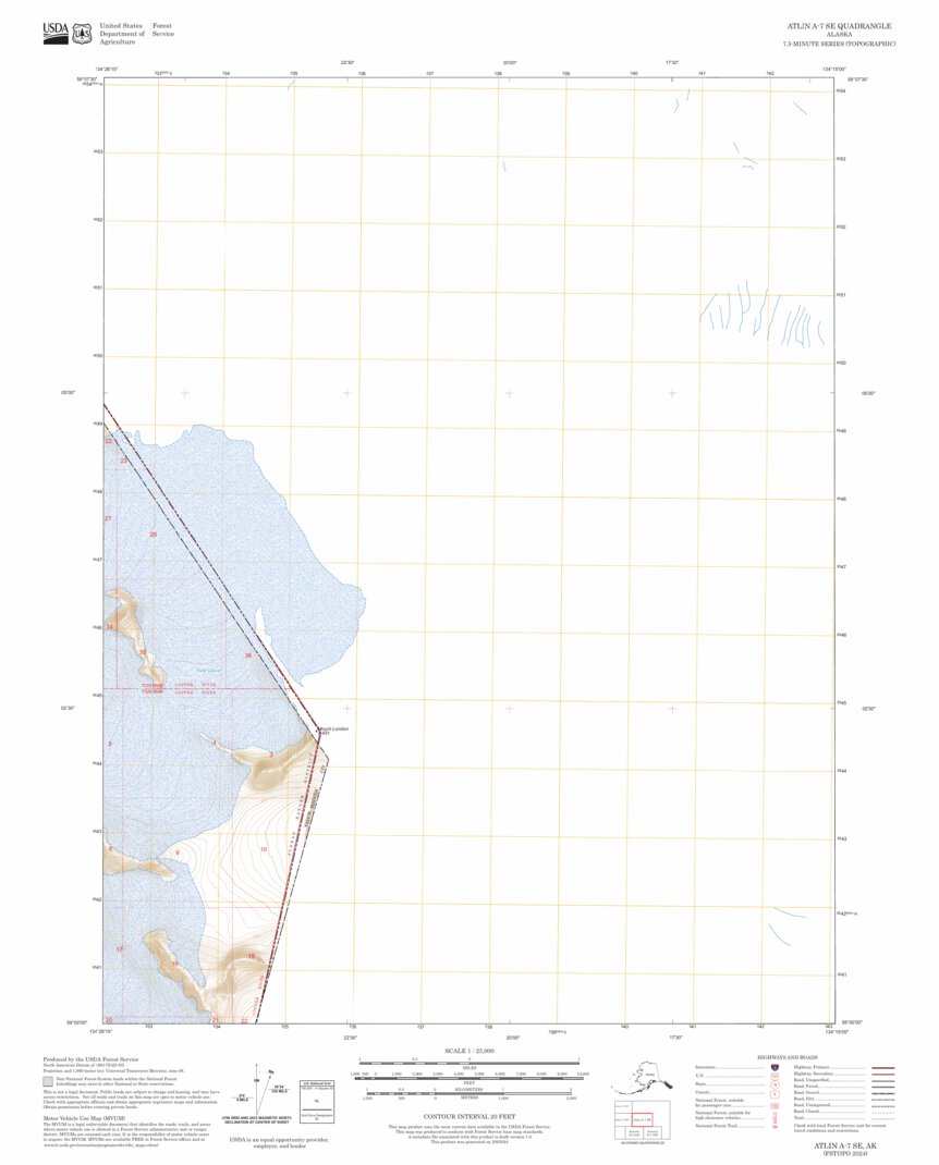 Atlin A-7 SE, AK-BC FSTopo Map by US Forest Service - Topo | Avenza Maps