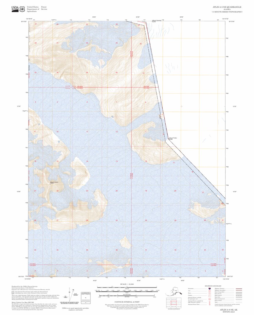 Atlin A-8 NE, AK-BC FSTopo Map by US Forest Service - Topo | Avenza Maps