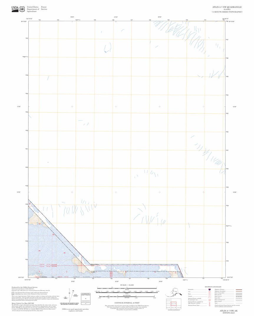 Atlin A-7 NW, AK-BC FSTopo Map by US Forest Service - Topo | Avenza Maps