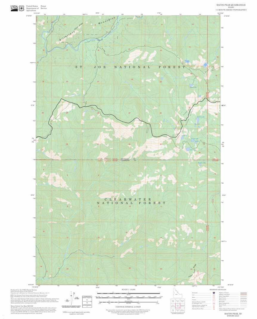 Bacon Peak, ID FSTopo Map by US Forest Service - Topo | Avenza Maps