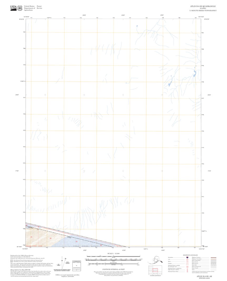 Atlin B-8 SE, AK-BC FSTopo Map by US Forest Service - Topo | Avenza Maps