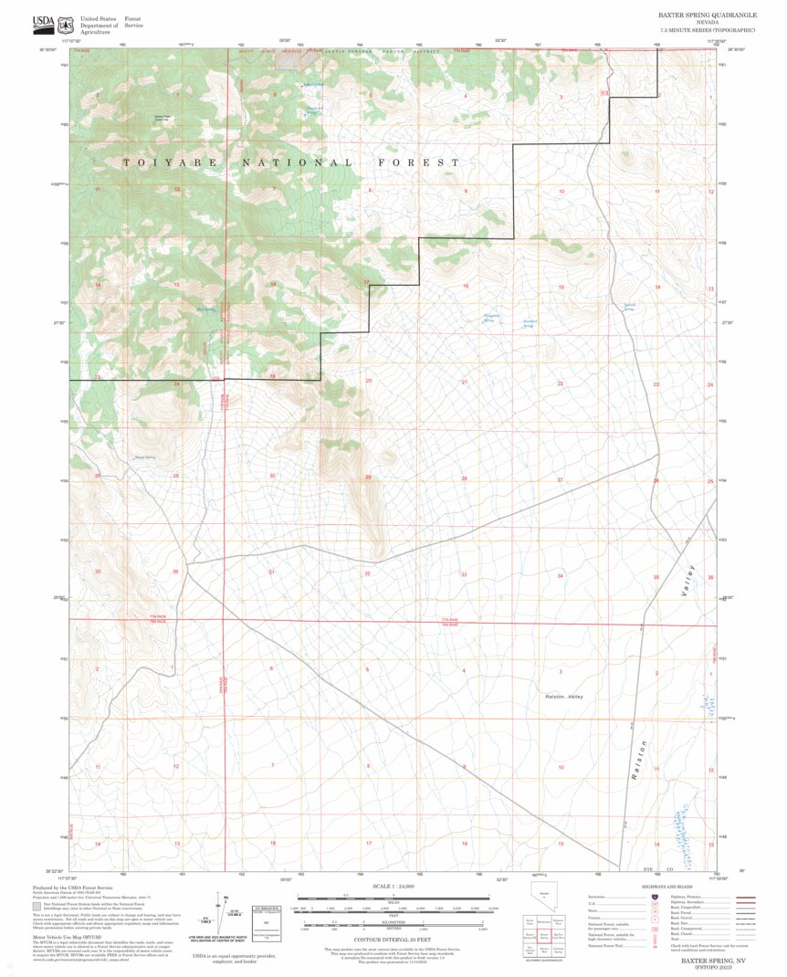 Baxter Spring, NV FSTopo Map by US Forest Service - Topo | Avenza Maps