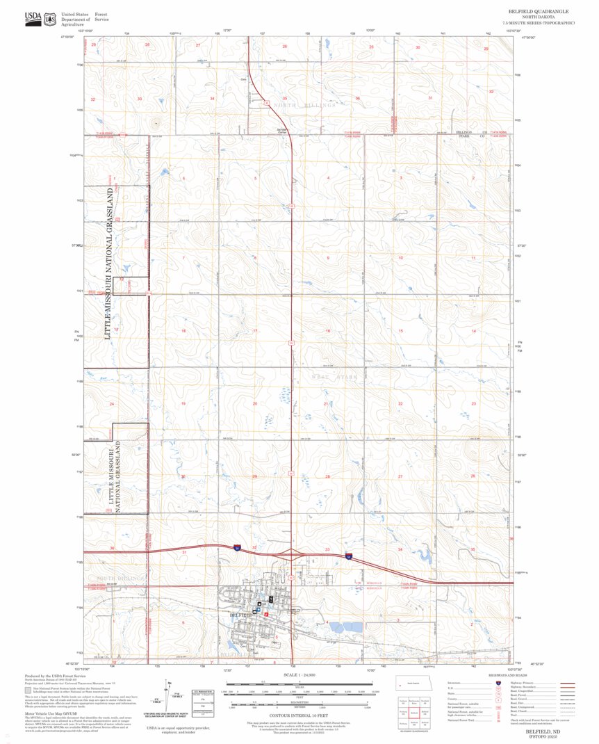 Belfield, ND FSTopo Map by US Forest Service - Topo | Avenza Maps