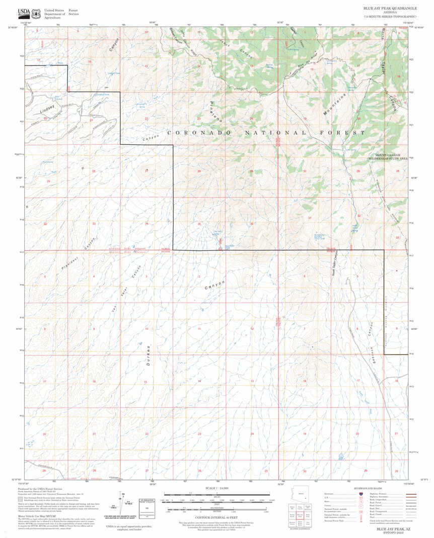 Blue Jay Peak, AZ FSTopo Map by US Forest Service - Topo | Avenza Maps