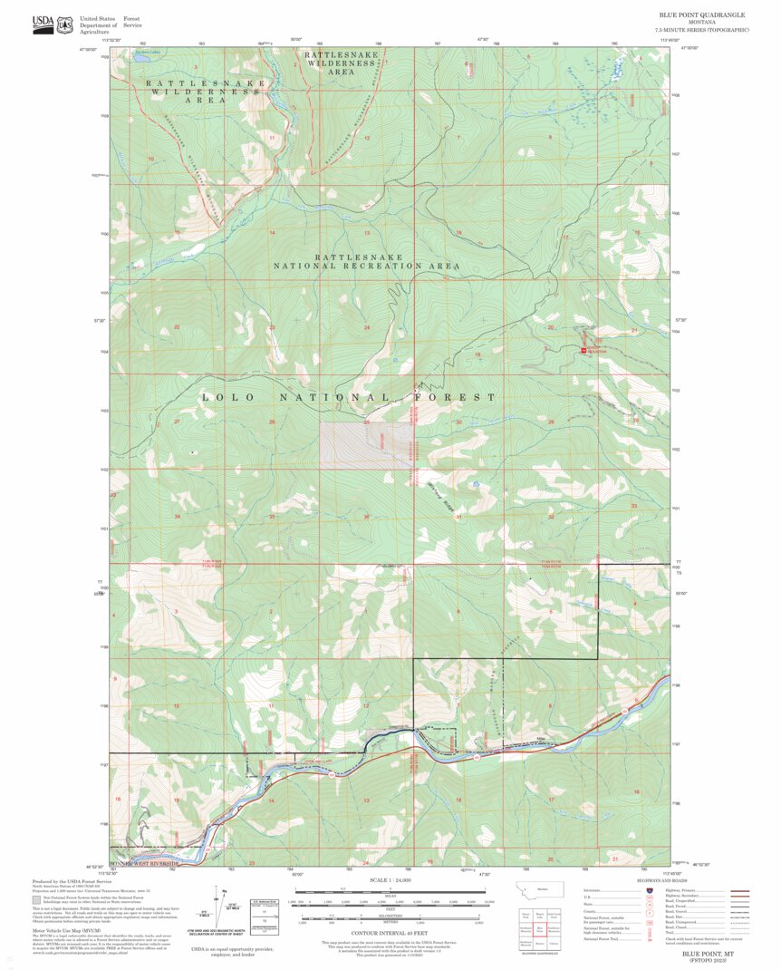Blue Point, MT FSTopo Map by US Forest Service - Topo | Avenza Maps
