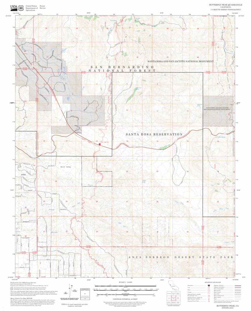 Butterfly Peak, CA FSTopo Map by US Forest Service - Topo | Avenza Maps