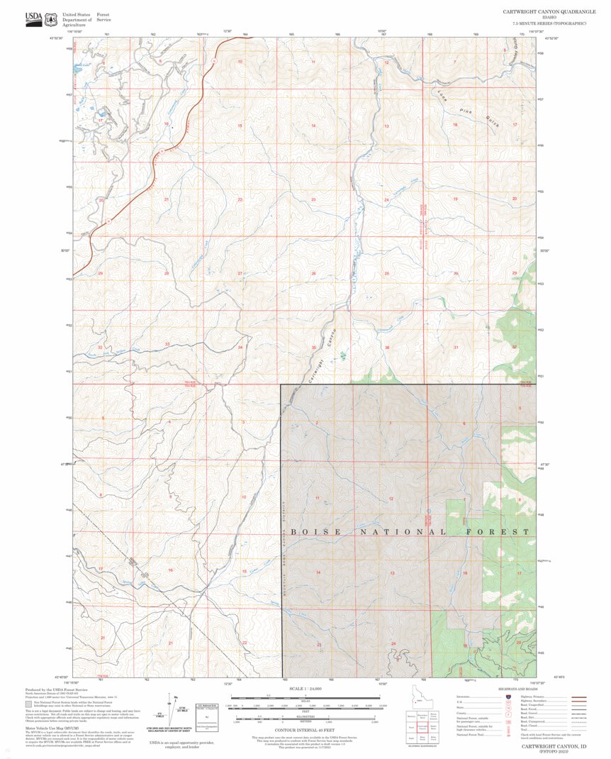 Cartwright Canyon, ID FSTopo Map by US Forest Service - Topo | Avenza Maps