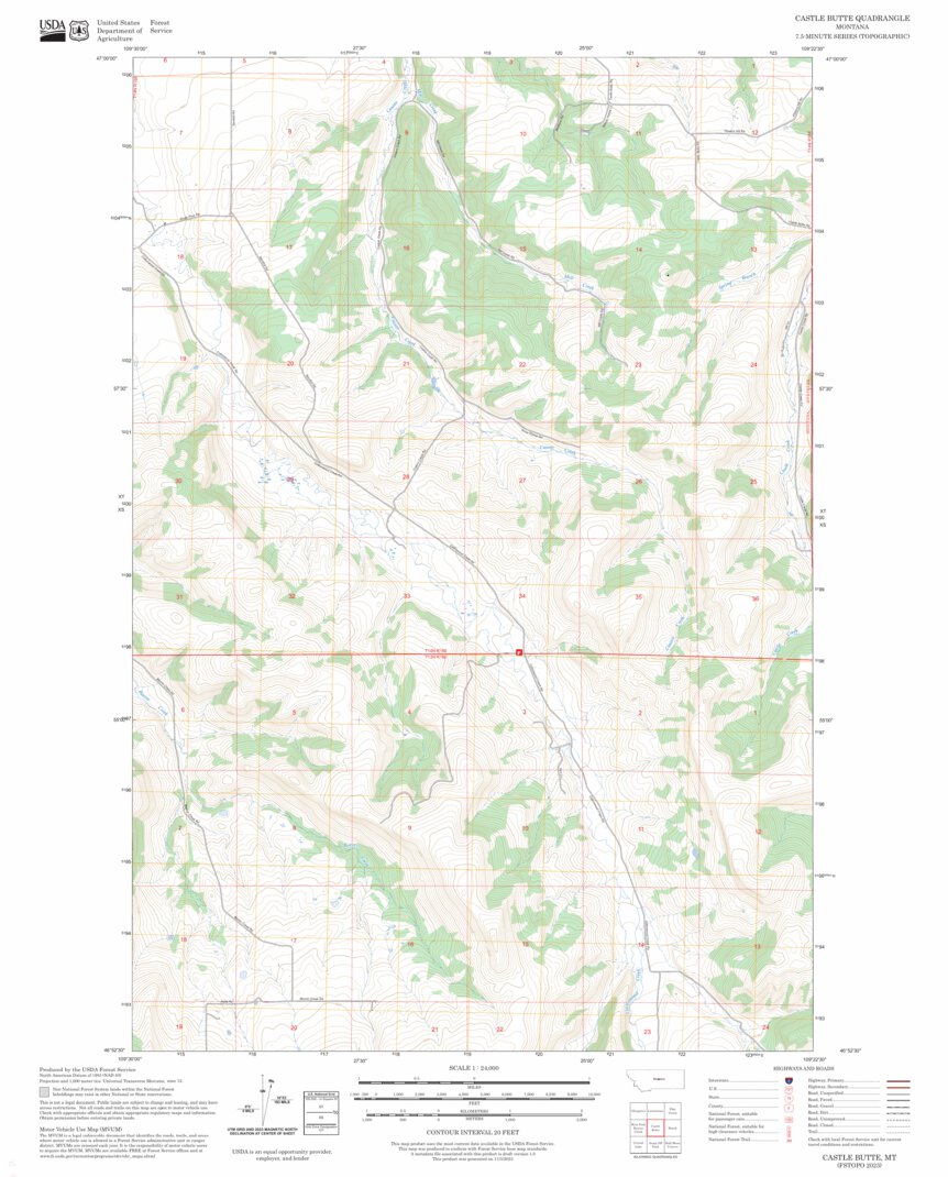 Castle Butte, MT FSTopo Map by US Forest Service - Topo | Avenza Maps