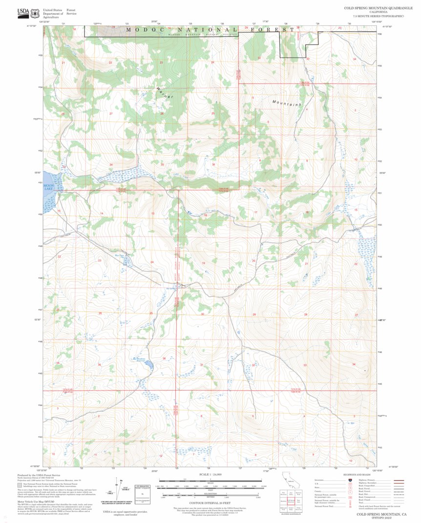 Cold Spring Mountain, CA FSTopo Map by US Forest Service - Topo ...
