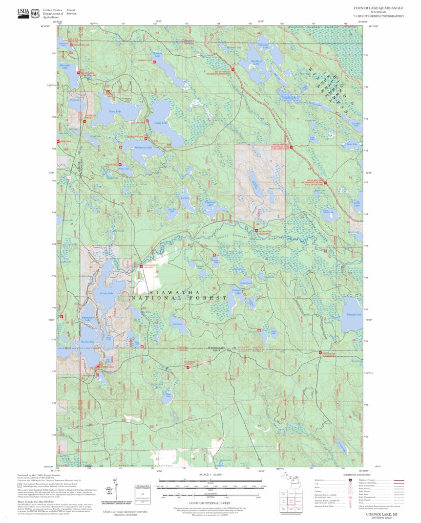 Corner Lake, MI FSTopo Map by US Forest Service - Topo | Avenza Maps