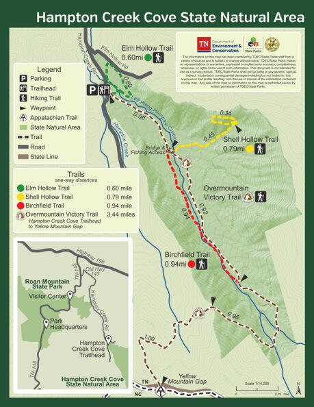 Hampton Creek Cove State Natural Area Map by Tennessee State Parks ...