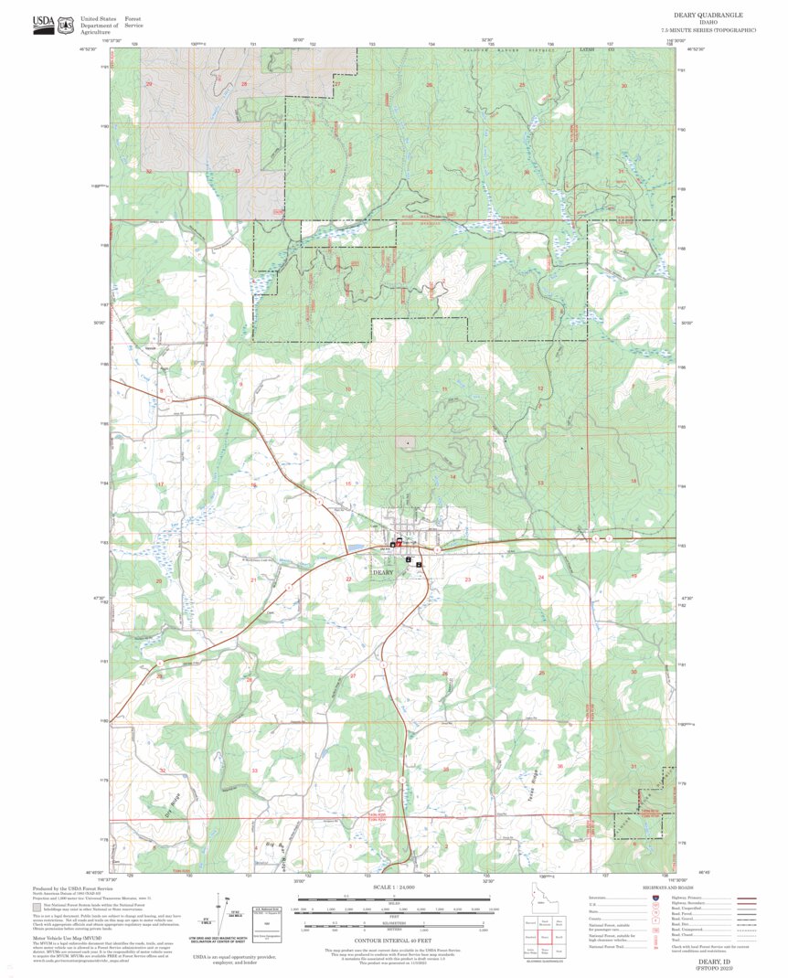 Deary, ID FSTopo Map by US Forest Service - Topo | Avenza Maps