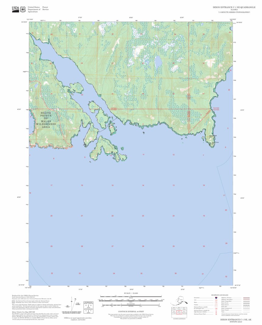 Dixon Entrance C-1 NE, AK FSTopo Map by US Forest Service - Topo ...