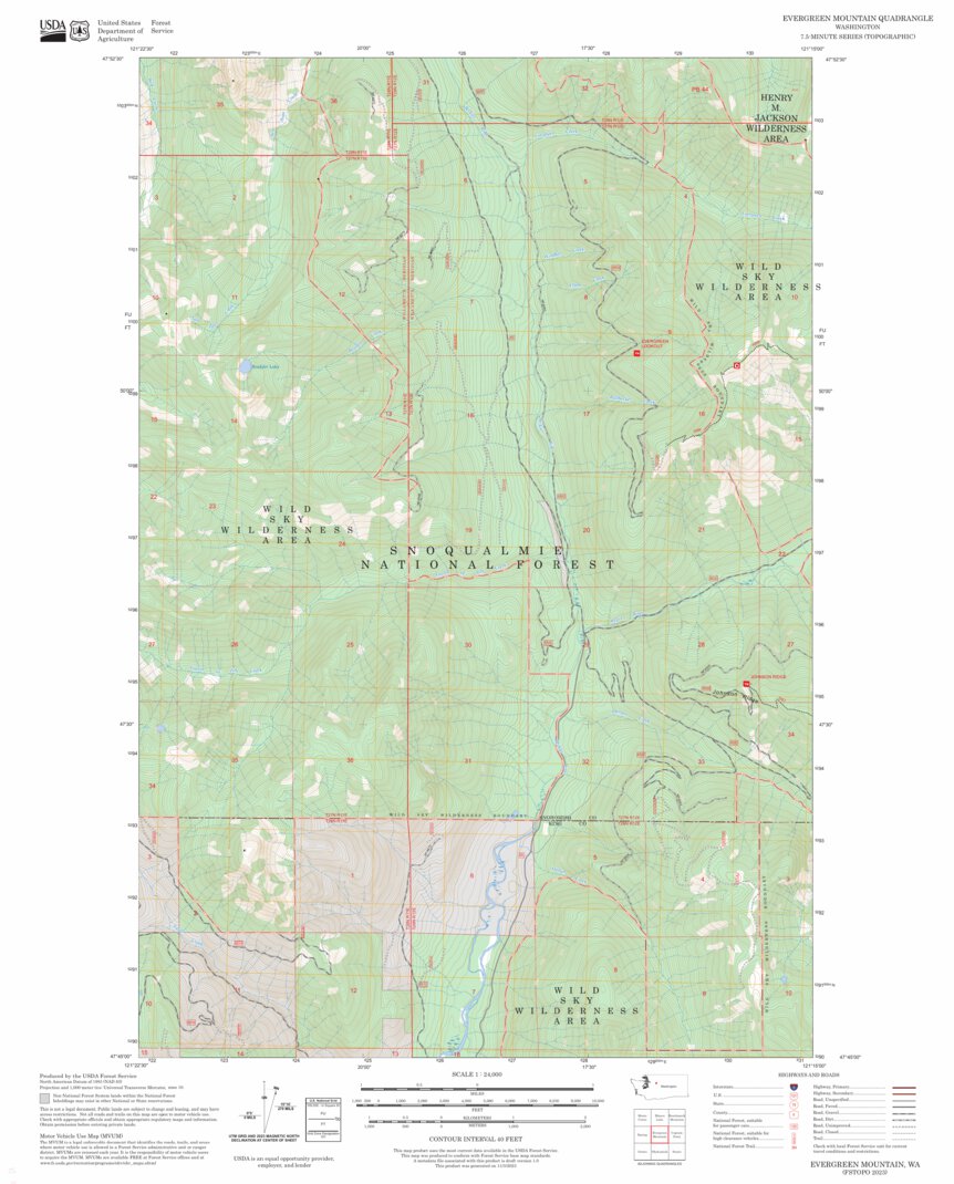 Evergreen Mountain, WA FSTopo Map by US Forest Service - Topo | Avenza Maps