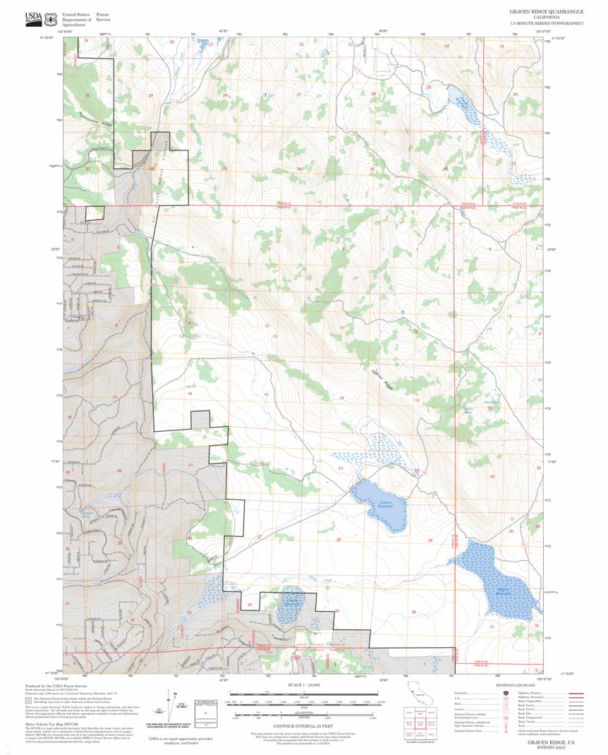 Graven Ridge, CA FSTopo Map by US Forest Service - Topo | Avenza Maps