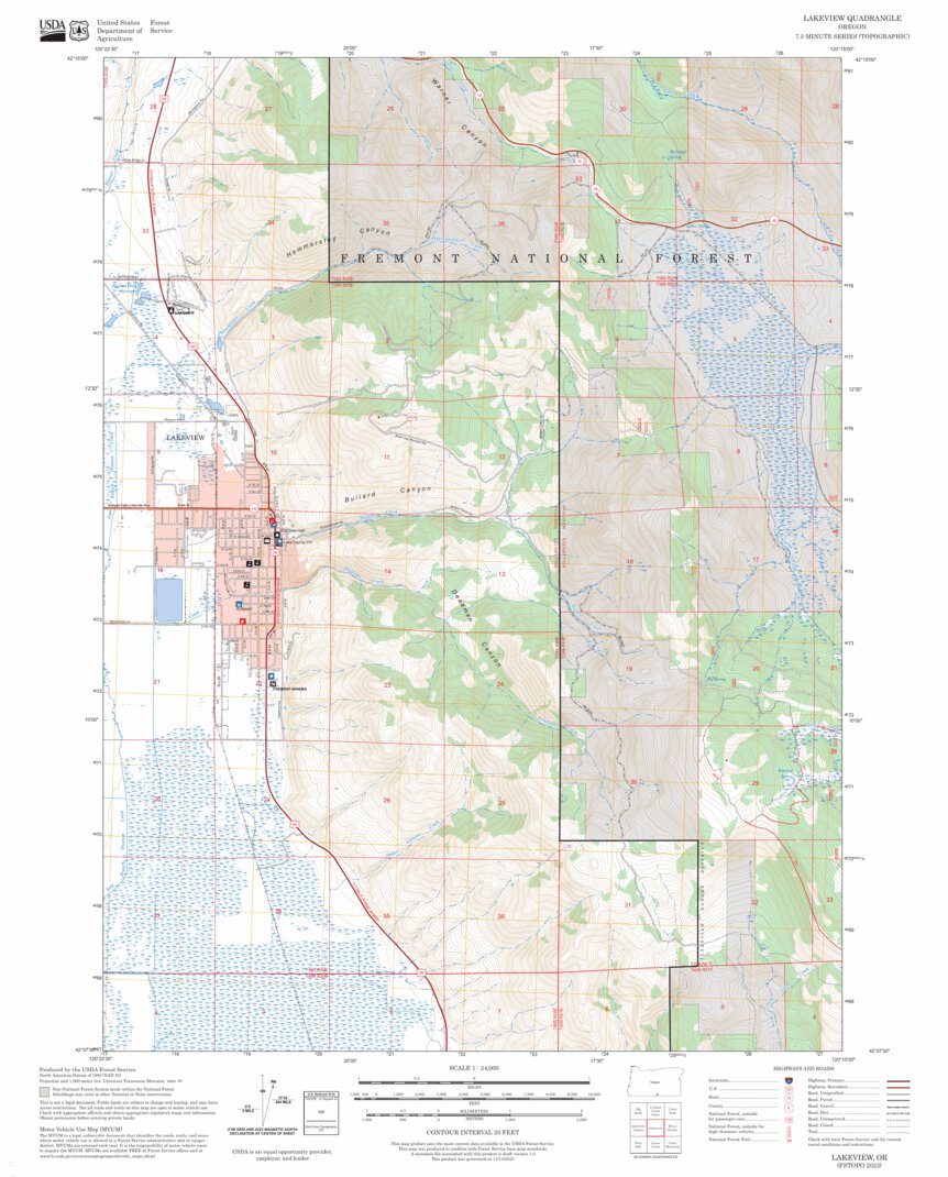 Lakeview, OR FSTopo Map by US Forest Service - Topo | Avenza Maps