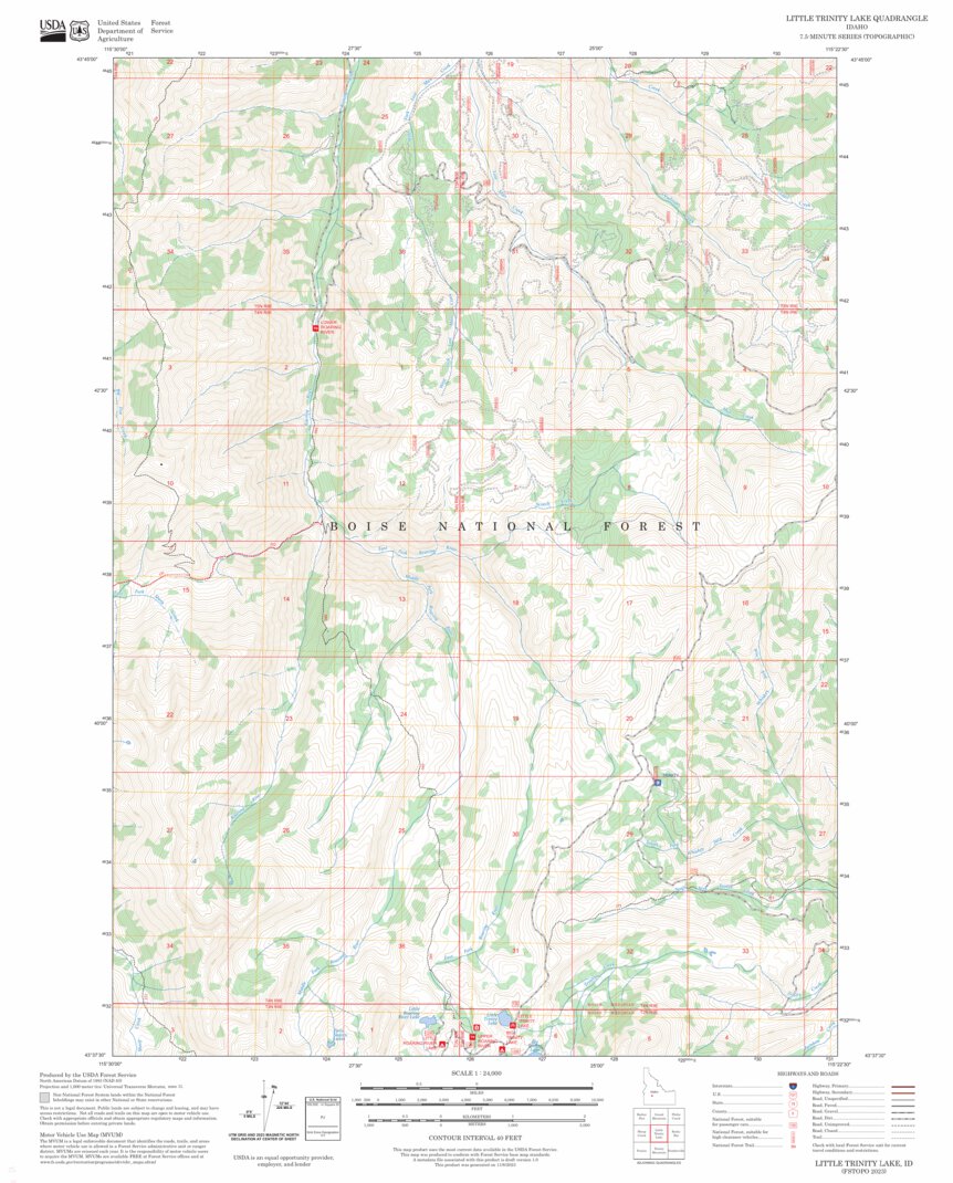 Little Trinity Lake, ID FSTopo Map by US Forest Service - Topo | Avenza ...
