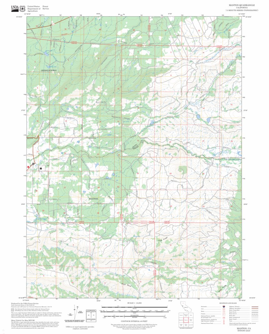 Manton, CA FSTopo Map by US Forest Service - Topo | Avenza Maps