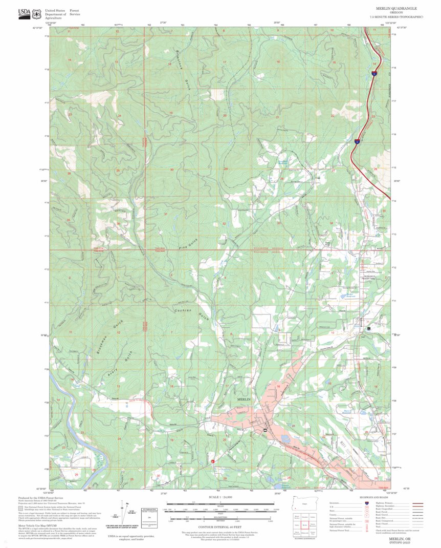 Merlin, OR FSTopo Map by US Forest Service - Topo | Avenza Maps