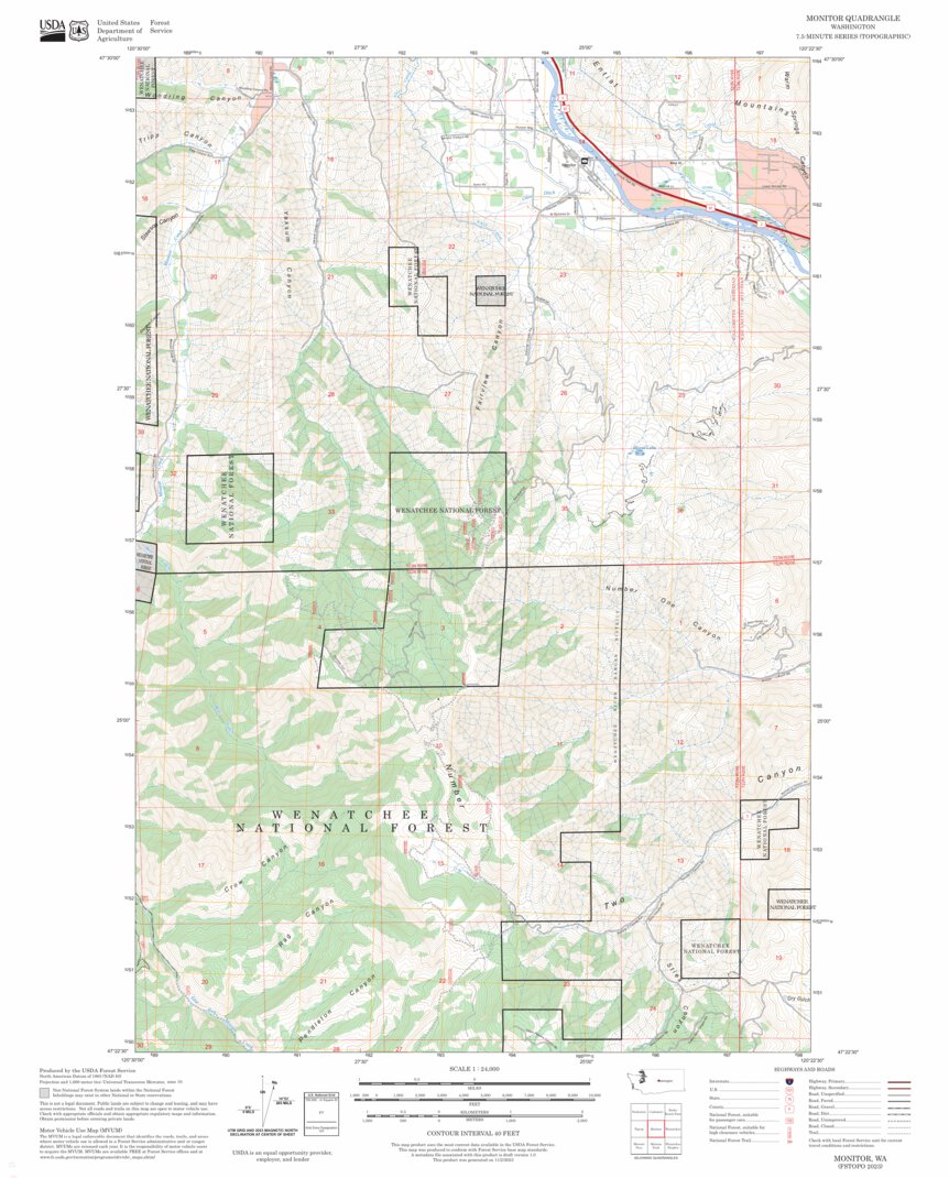 Monitor, WA FSTopo Map by US Forest Service - Topo | Avenza Maps