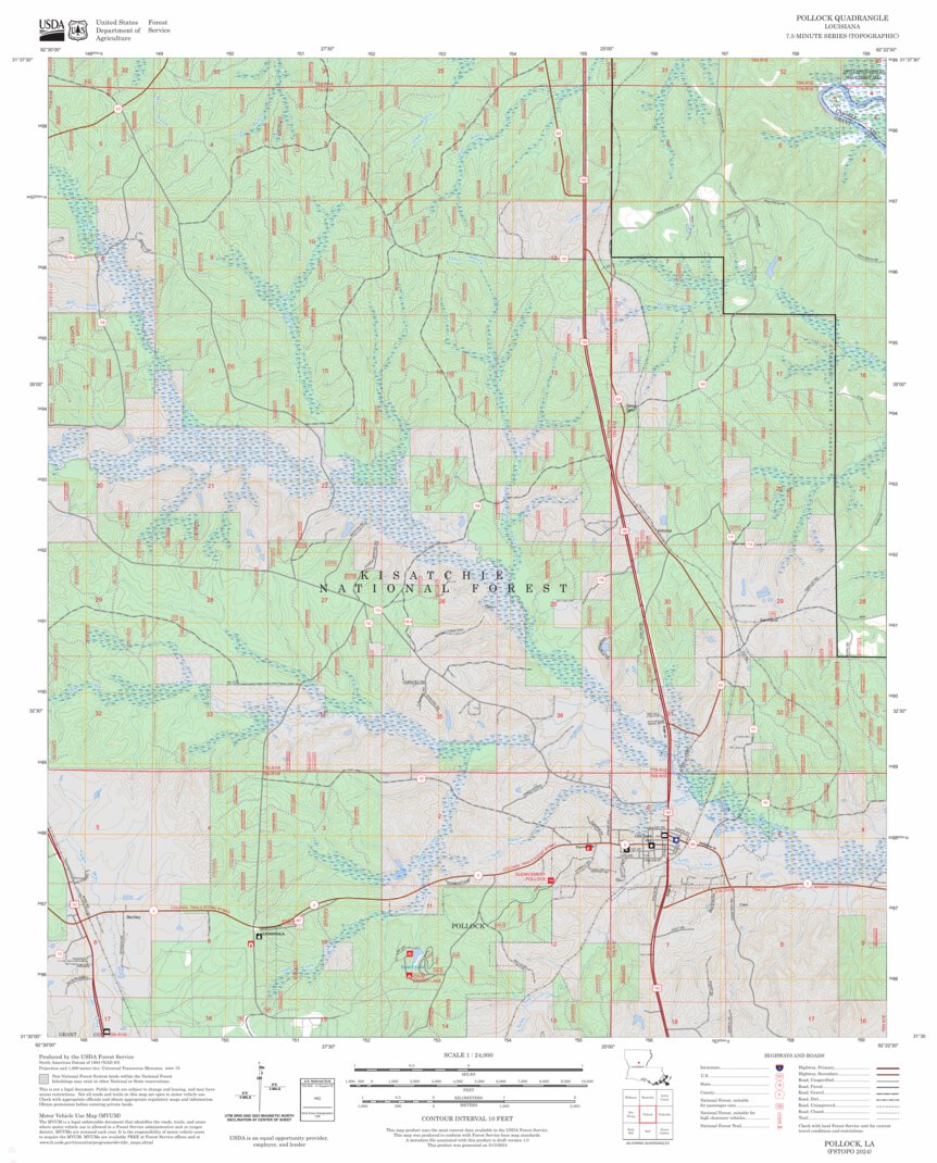 Pollock, LA FSTopo Map by US Forest Service - Topo | Avenza Maps
