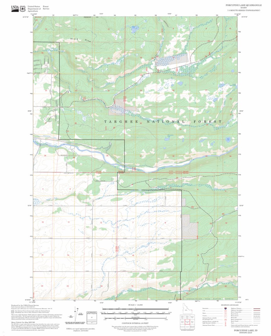 Porcupine Lake, ID FSTopo Map by US Forest Service - Topo | Avenza Maps
