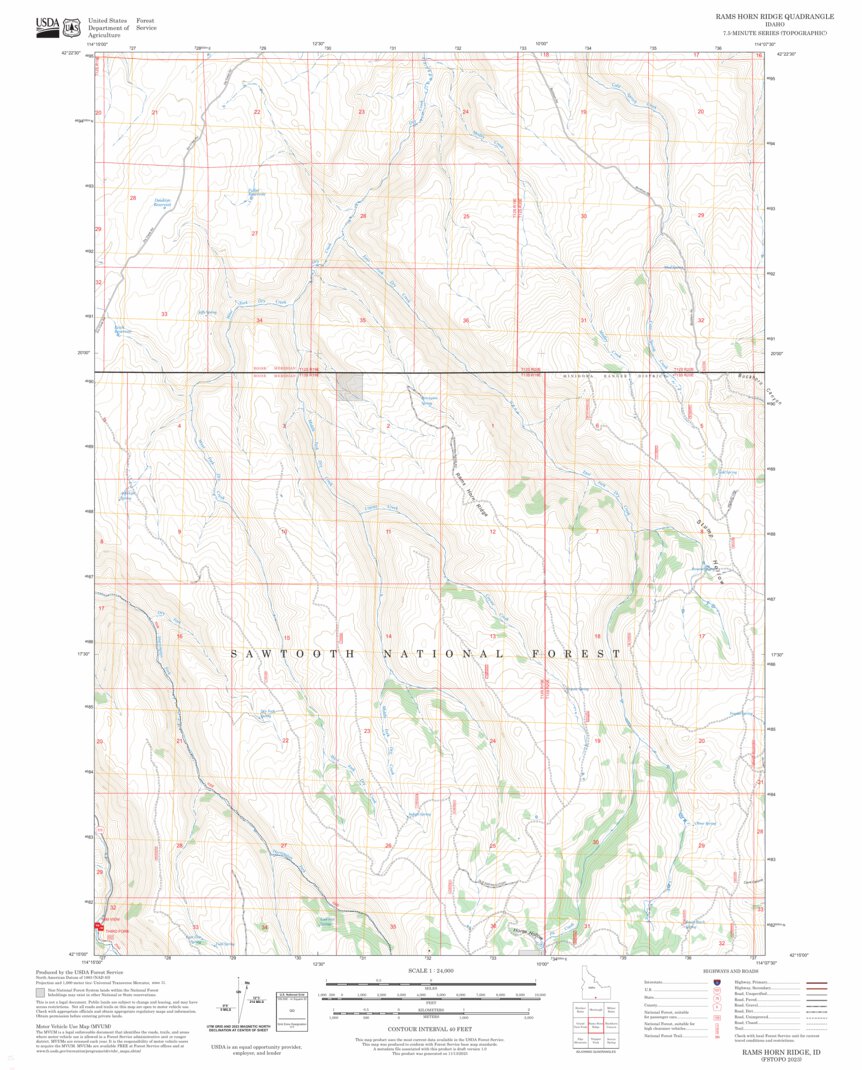 Rams Horn Ridge, ID FSTopo Map by US Forest Service - Topo | Avenza Maps