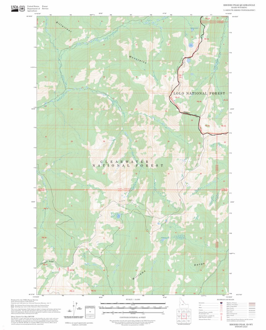 Rhodes Peak, ID-MT FSTopo Map by US Forest Service - Topo | Avenza Maps