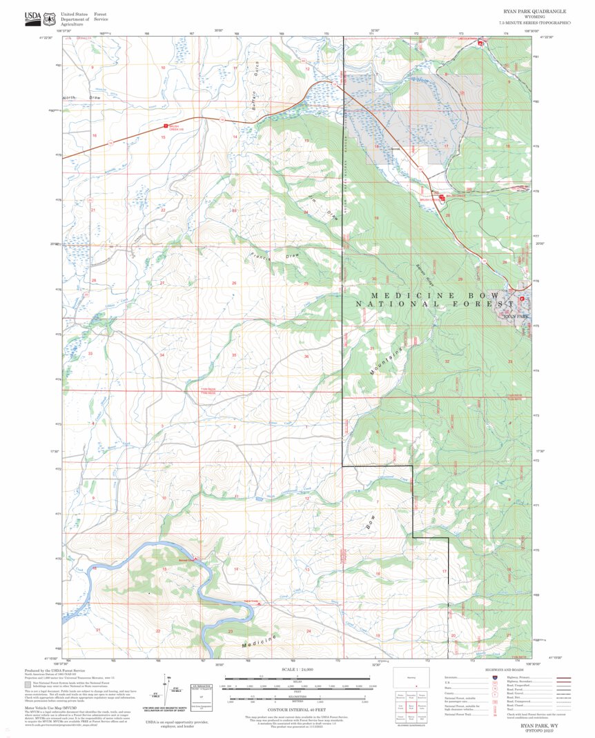 Ryan Park, WY FSTopo Map by US Forest Service - Topo | Avenza Maps
