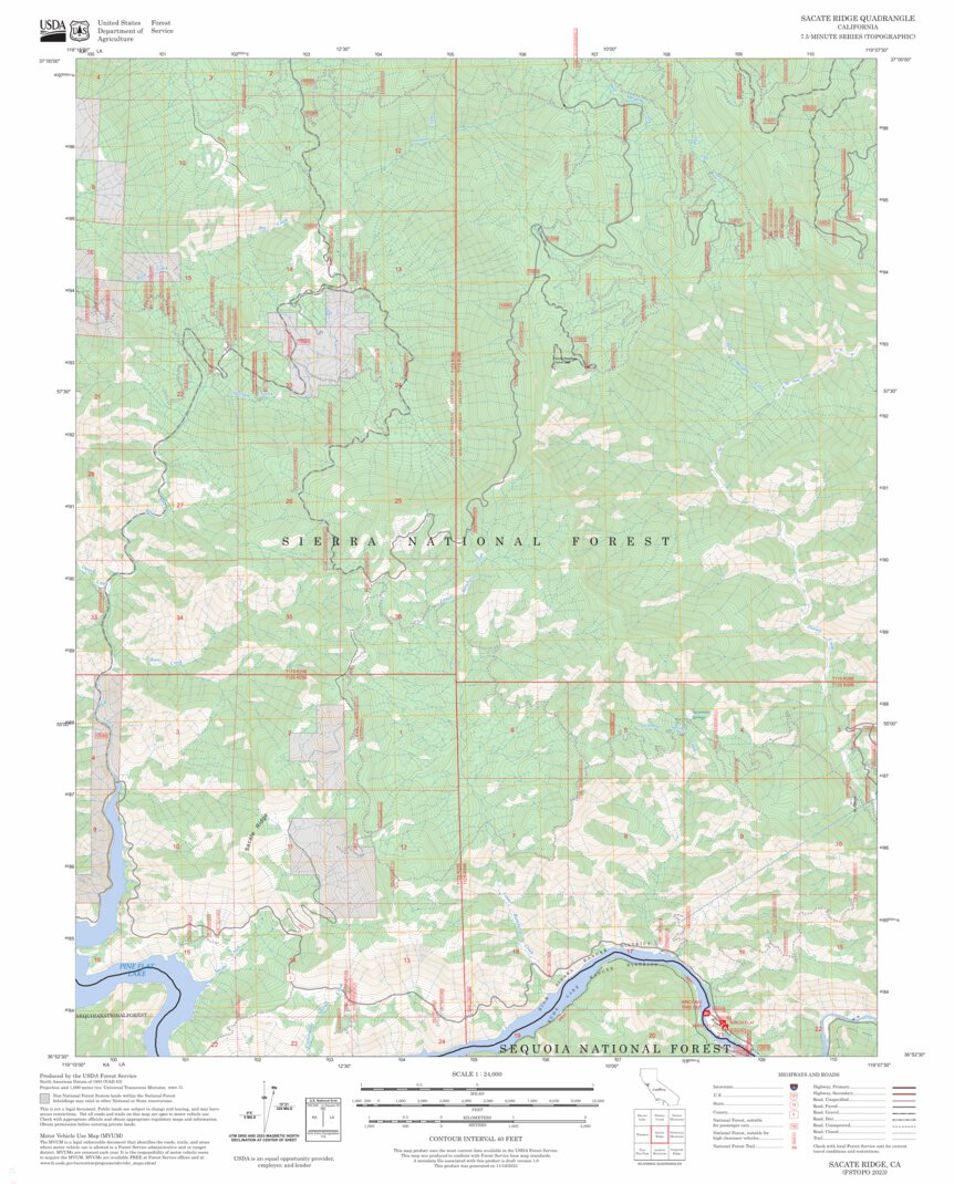 Sacate Ridge Sacate Ridge, CA FSTopo Map by US Forest Service - Topo | Avenza Maps