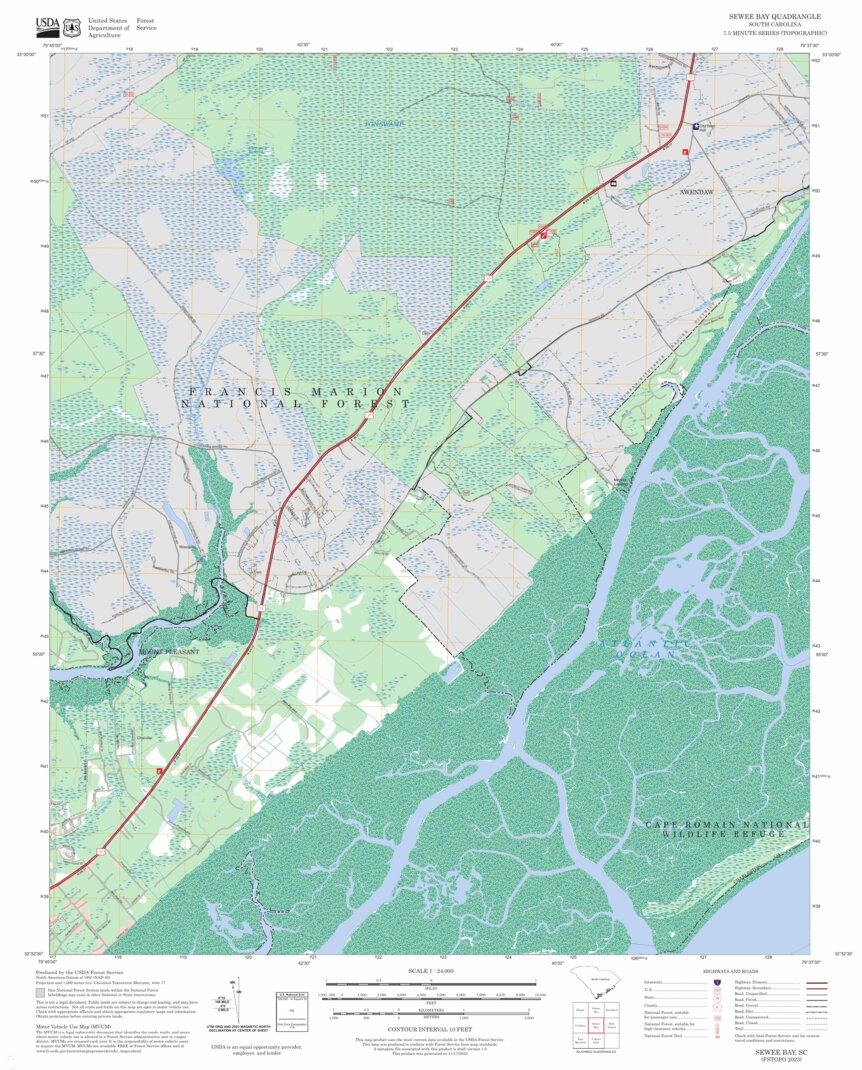 Sewee Bay, SC FSTopo Map by US Forest Service - Topo | Avenza Maps