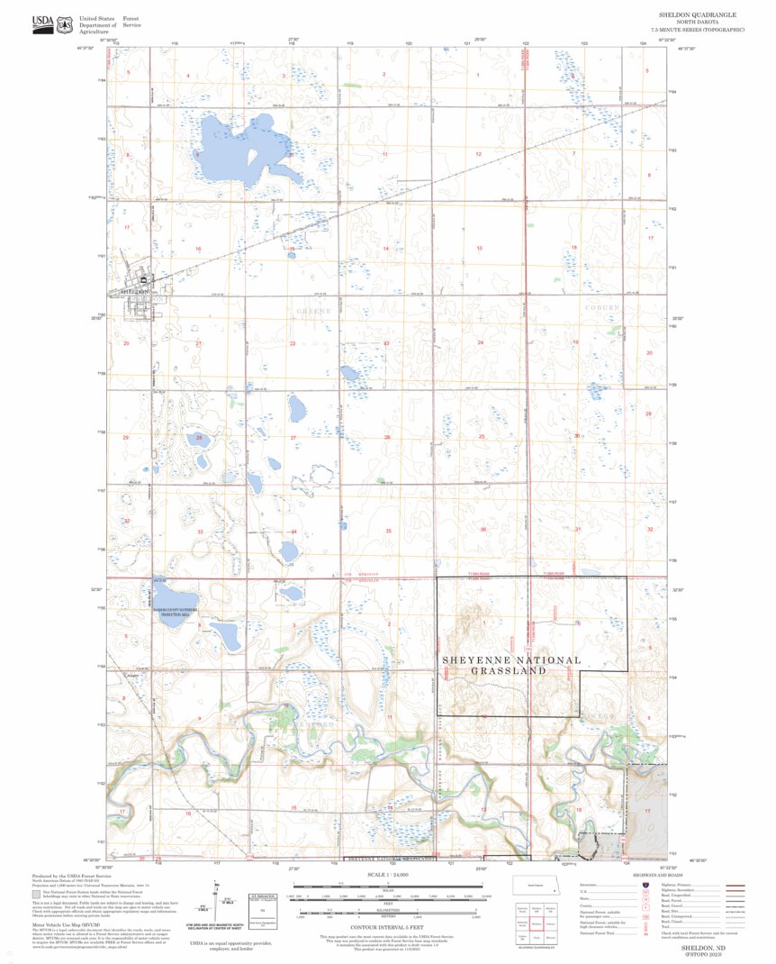 Sheldon, ND FSTopo Map by US Forest Service - Topo | Avenza Maps
