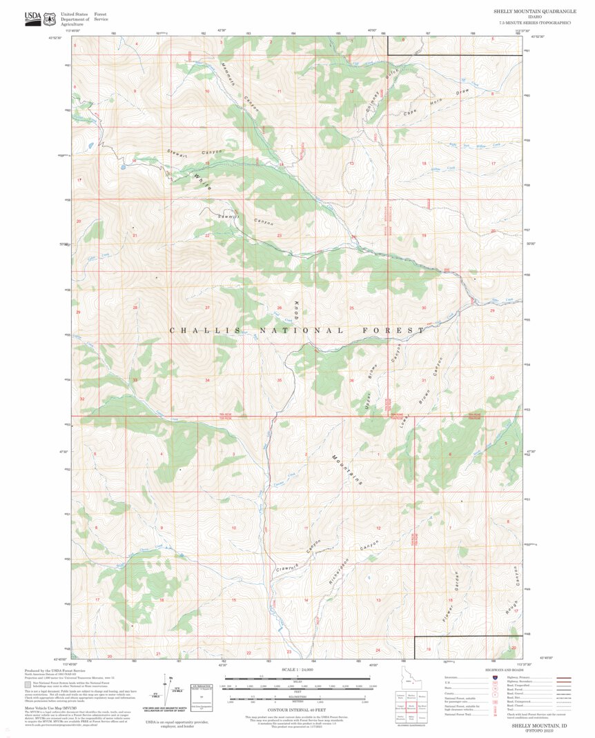 Shelly Mountain, ID FSTopo Map by US Forest Service - Topo | Avenza Maps