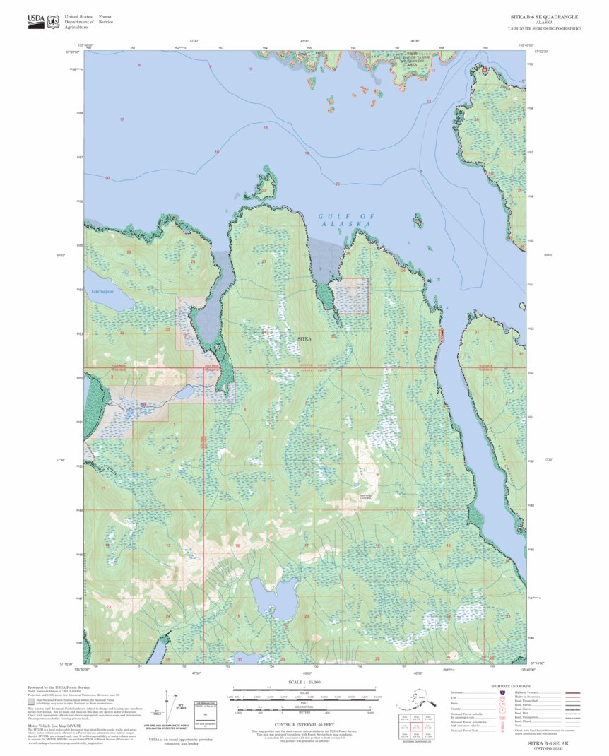 Sitka B-6 SE, AK FSTopo Map by US Forest Service - Topo | Avenza Maps