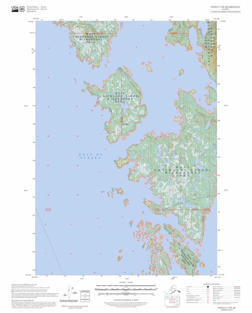 Sitka C-7 NW, AK FSTopo Map by US Forest Service - Topo | Avenza Maps