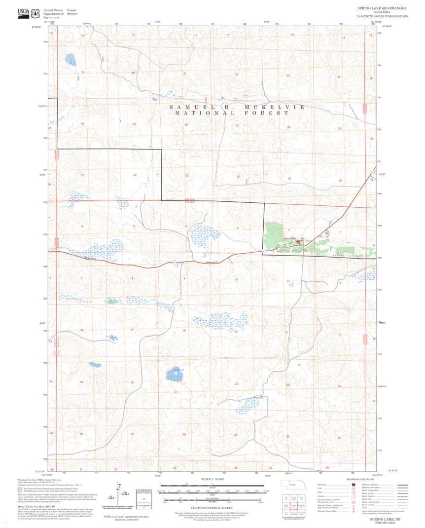 Spring Lake, NE FSTopo Map by US Forest Service - Topo | Avenza Maps