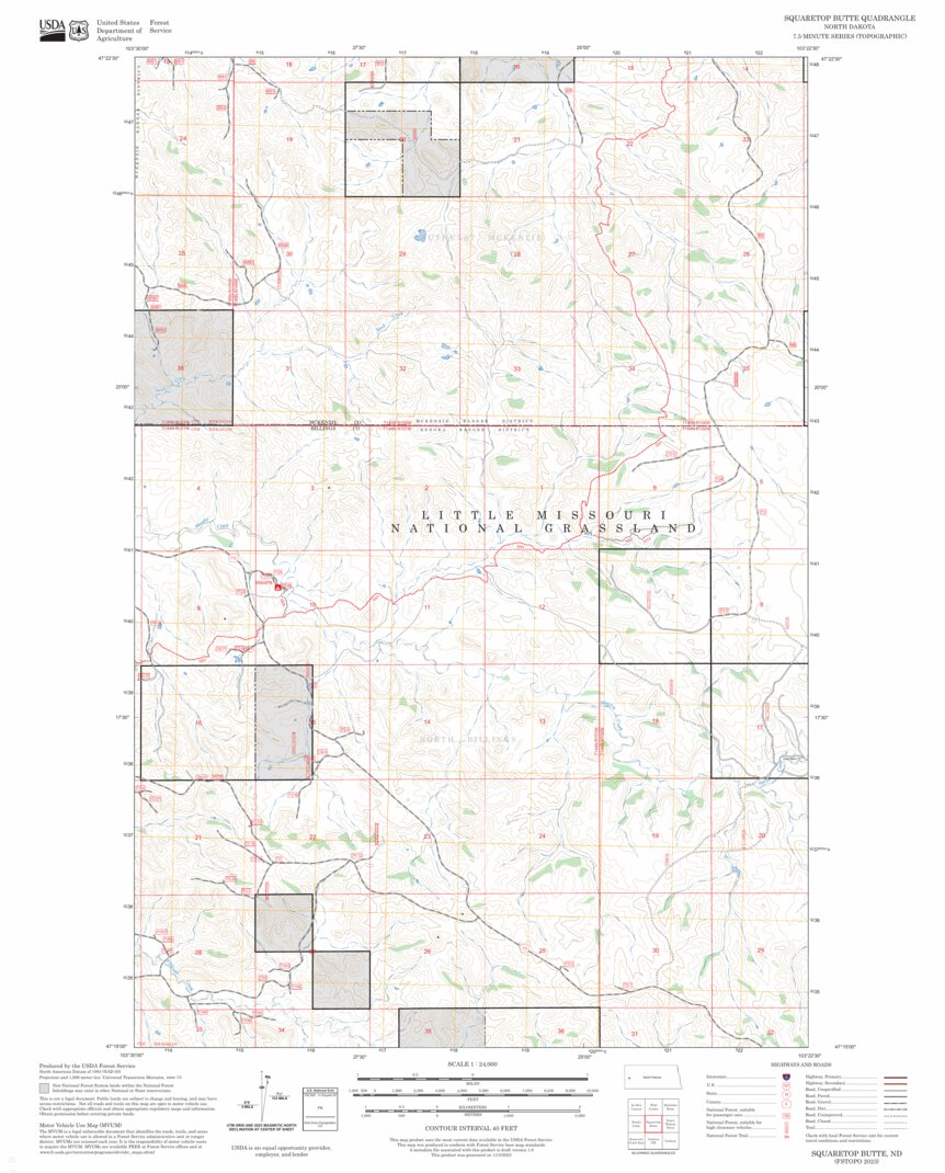 Squaretop Butte, ND FSTopo Map by US Forest Service - Topo | Avenza Maps