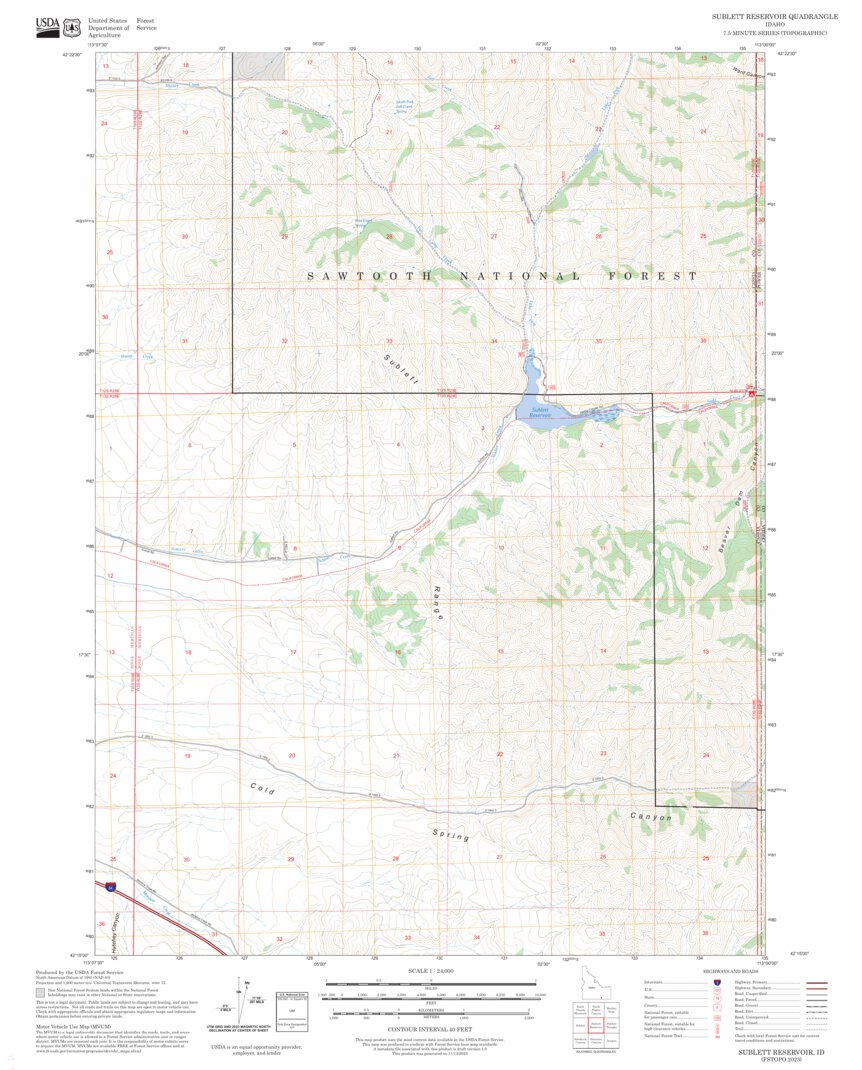 Sublett Reservoir, ID FSTopo Map by US Forest Service - Topo | Avenza Maps