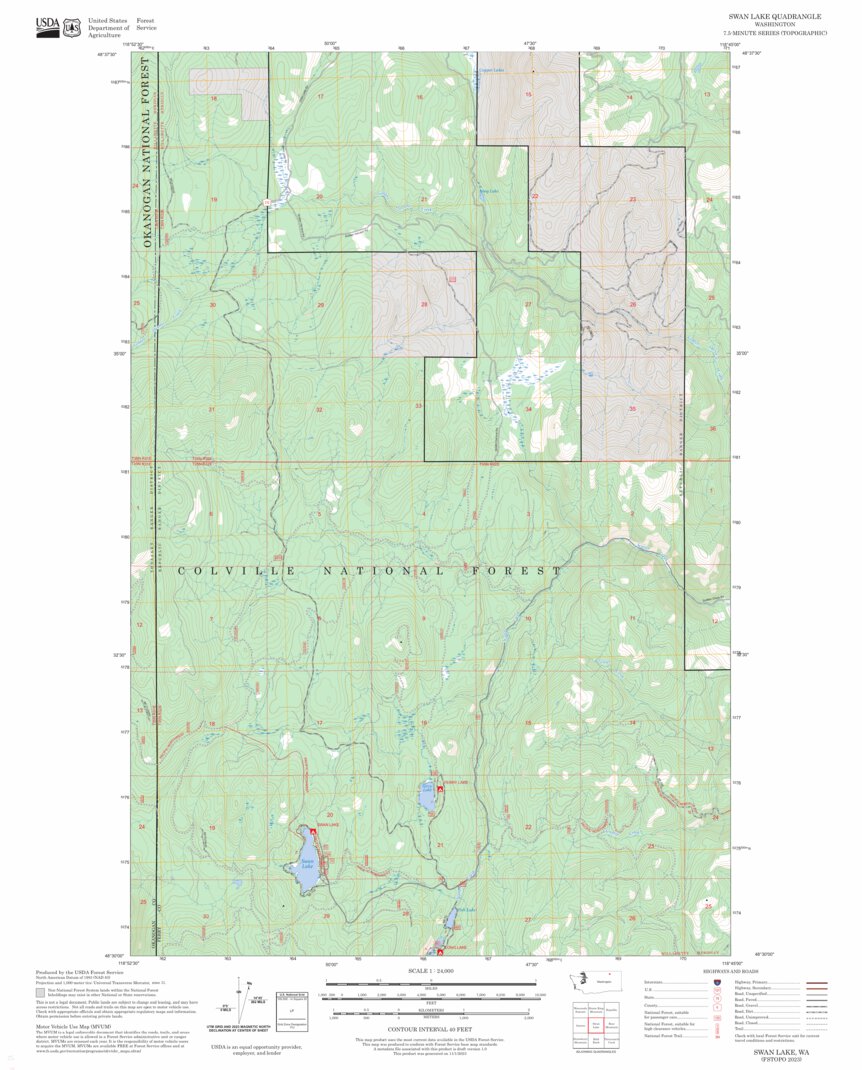 Swan Lake, WA FSTopo Map by US Forest Service - Topo | Avenza Maps