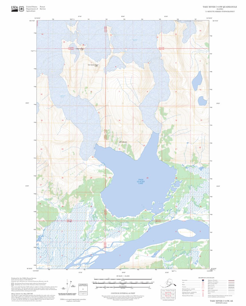Taku River C-6 SW, AK FSTopo Map by US Forest Service - Topo | Avenza Maps