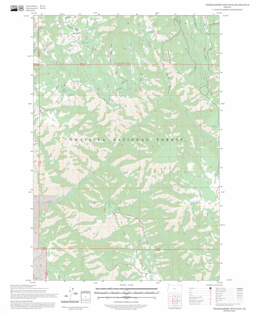 Thimbleberry Mountain, OR FSTopo Map by US Forest Service - Topo ...
