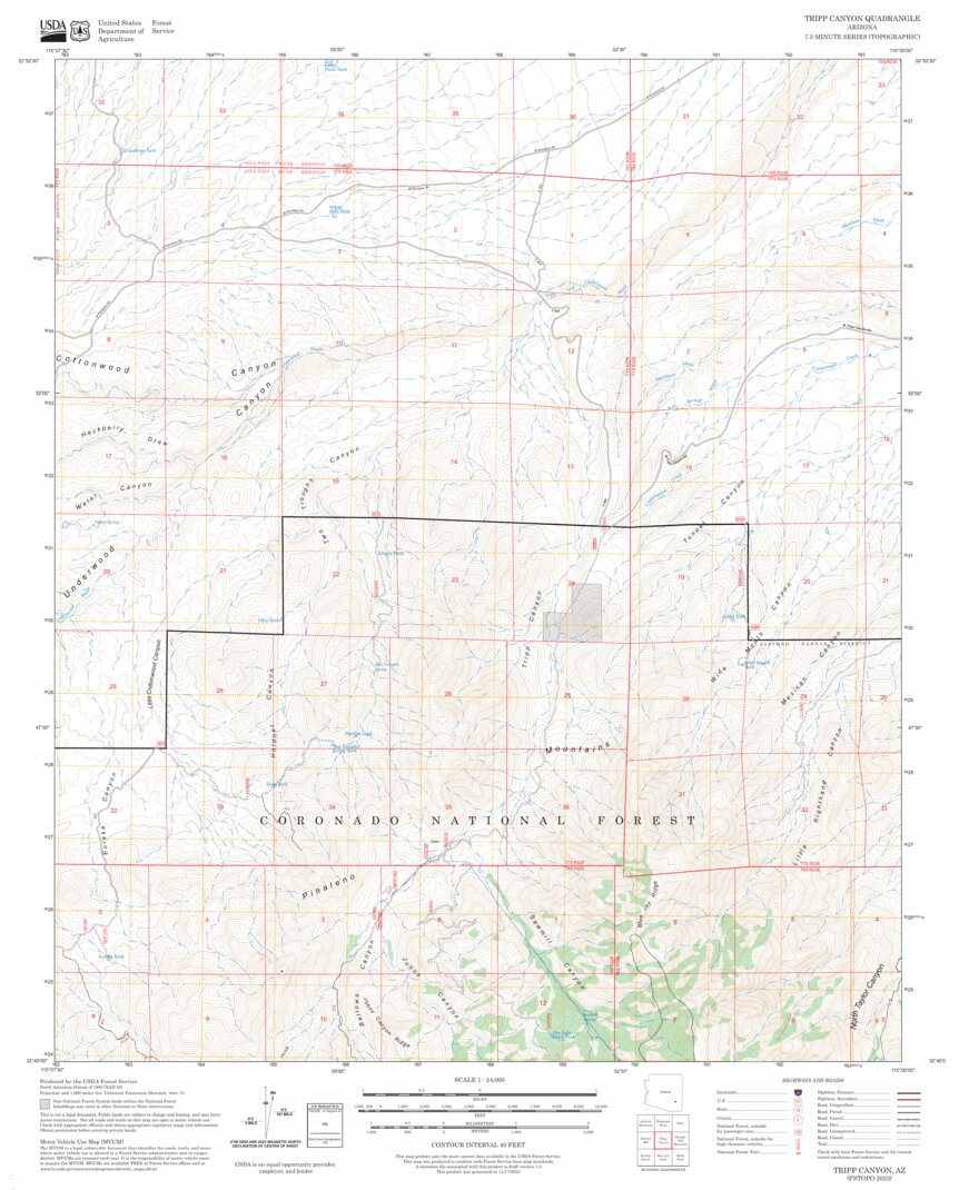 Tripp Canyon, AZ FSTopo Map by US Forest Service - Topo | Avenza Maps