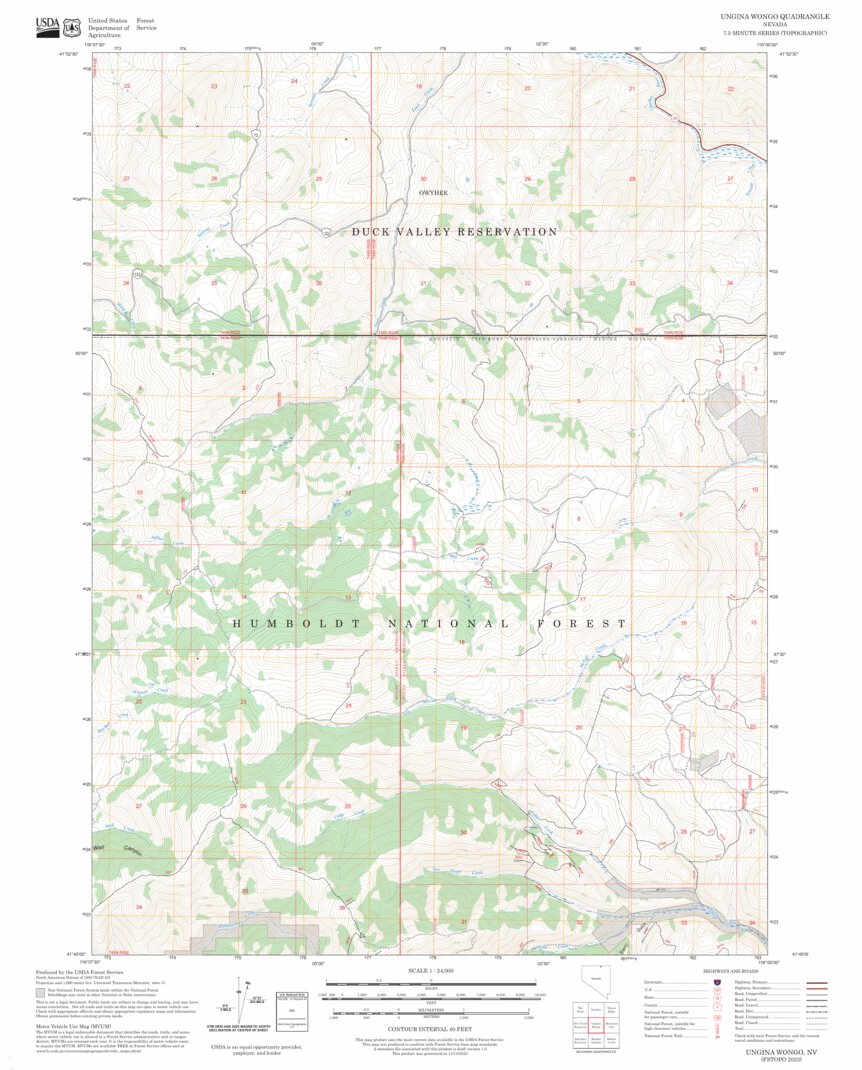 Ungina Wongo, NV FSTopo Map by US Forest Service - Topo | Avenza Maps