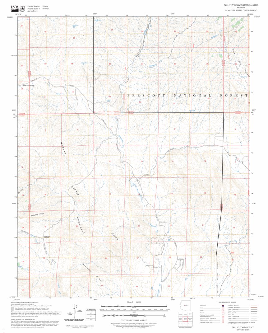 Walnut Grove, AZ FSTopo Map by US Forest Service - Topo | Avenza Maps