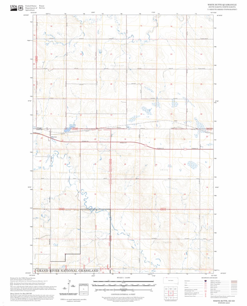 White Butte, SD-ND FSTopo Map by US Forest Service - Topo | Avenza Maps