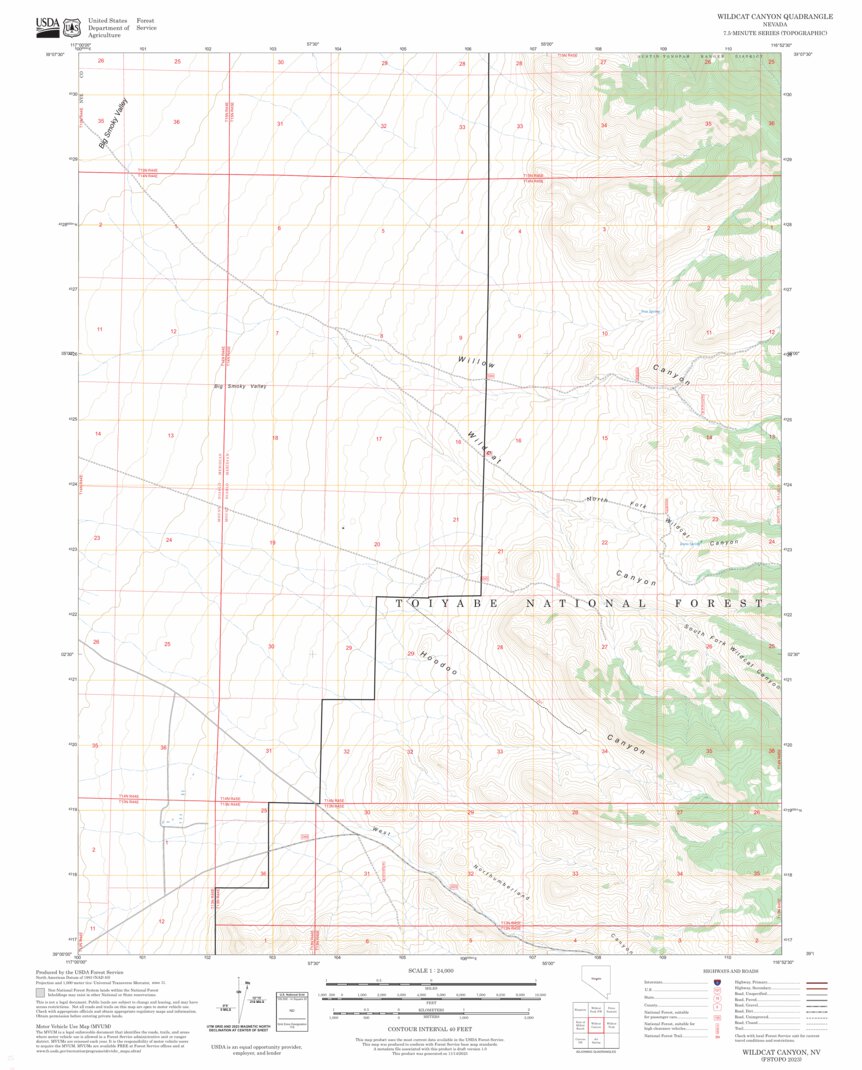 Wildcat Canyon, NV FSTopo Map by US Forest Service - Topo | Avenza Maps