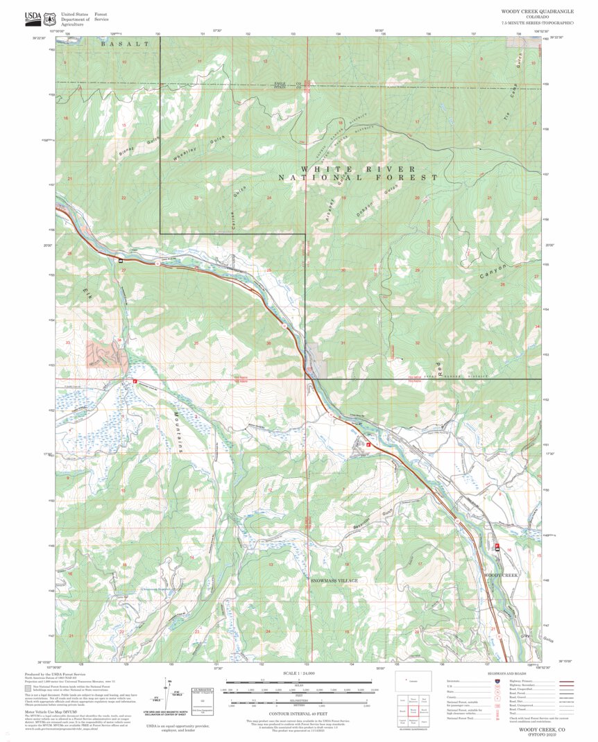 Woody Creek, CO FSTopo Map by US Forest Service - Topo | Avenza Maps