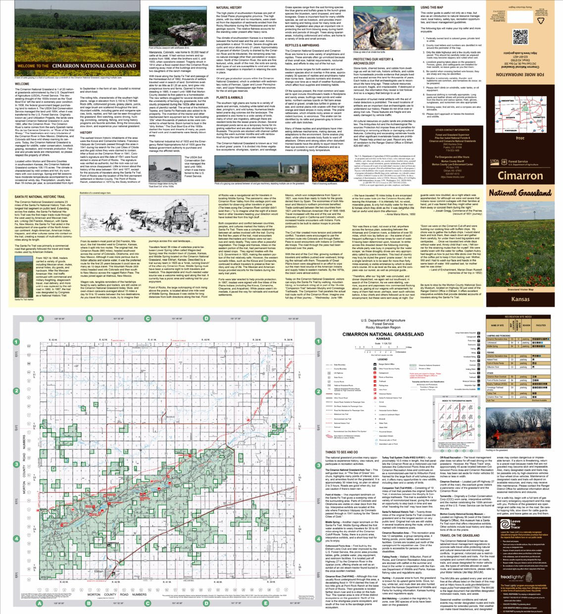 Cimarron National Grassland Visitor Map by US Forest Service R2 Rocky ...