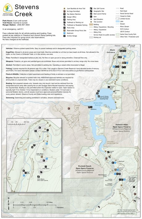 Stevens Creek County Park Guide Map Preview 1
