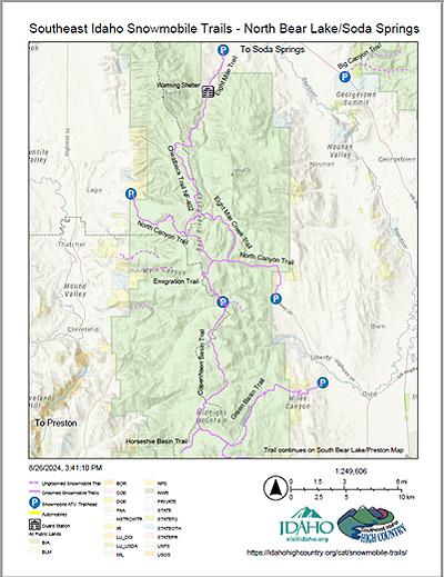 North Bear Lake – West Soda Springs Idaho Snowmobile Map Preview 1